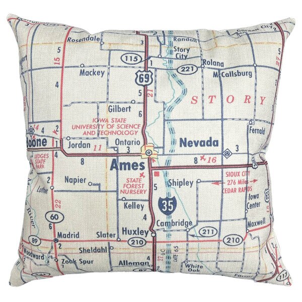 Daisy Mae Designs Ames IA Map Pillow